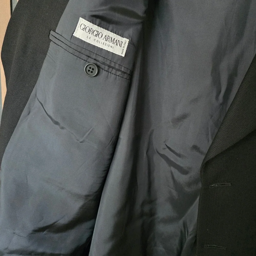 Giorgio Armani Blazer Mens 54R Gray Le Collezioni Virgin Wool‎ Herringbone Italy